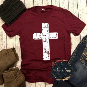 Distressed Cross - White